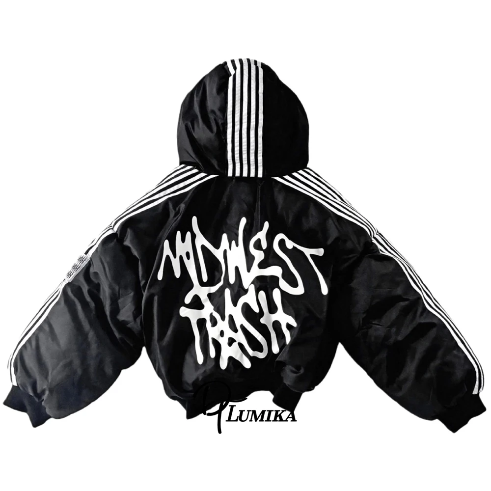 DTLumika العصرية الجديدة معطف دافئ للجنسين الرجال النساء سترة الشارع موضة هوديي Straiped سترة المتضخم لخريف شتاء #6