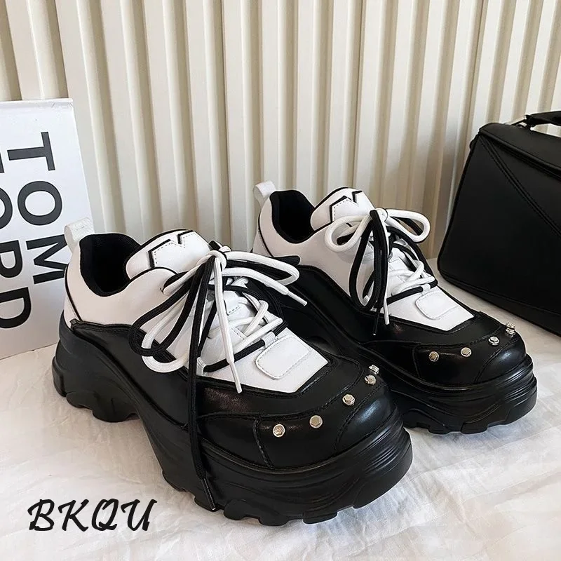 BKQU Summer Men's Shoes 2024 Adds Trend Platform Daddy Men's Rivets To Design Everything with Niche Metal Trim Derby Casual