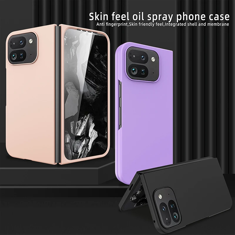 

Мягкая кожа, вращающийся шарнир, складной матовый пластиковый чехол для телефона для Google Pixel 10 Pro, складной матовый чехол