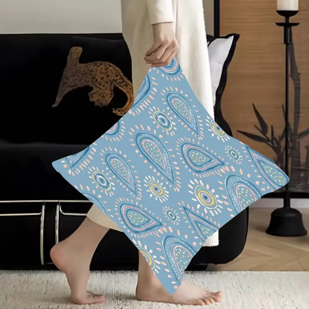 

Blue Paisley - Inspired Pattern Cushion Cover Pillow Cover Decor Pillowcase Printed Cushion Case For Couch