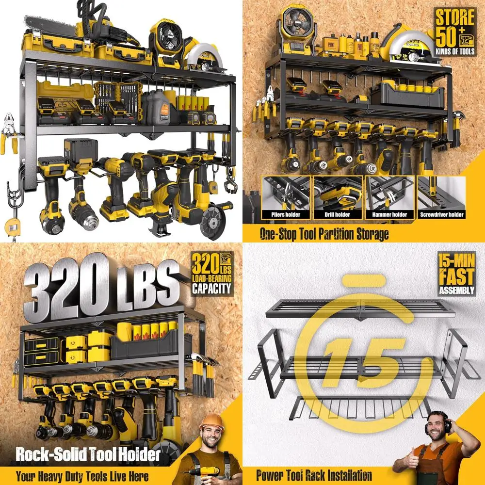 

Power Tool Organizer or Tool Storage, Drill Holder Wall Mount with Screwdriver Organizer, Tool Holder or Garage Wall Organizatio