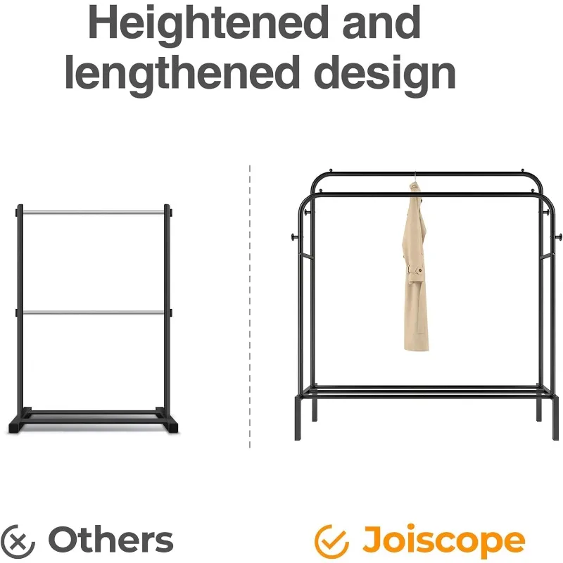 Imagem -04 - Duplo Rods Portable Garment Rack Rack de Roupas de Metal com Prateleiras Inferiores Pendurado Roupas 50.4*64.