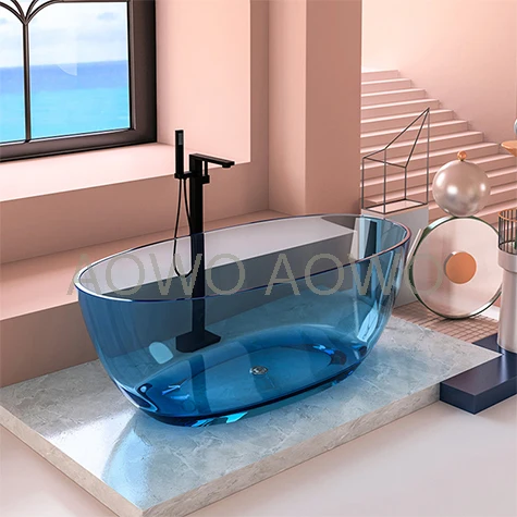 

Resin Transparent Bathtub Freestanding Bathtub Semi-transparent Freestanding Soaking Hot Tub