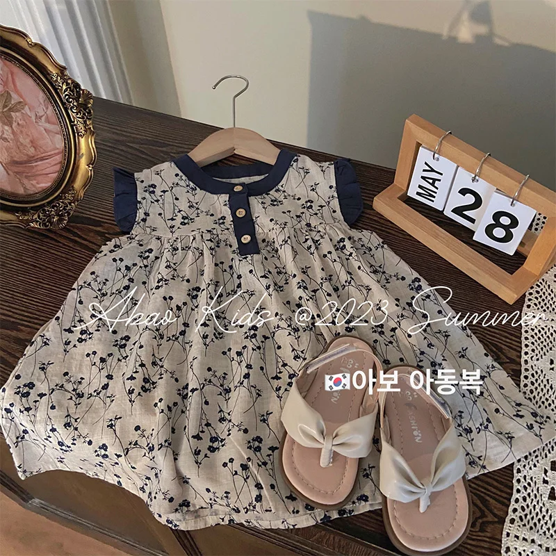 

18M-6Y Fashion Design Children Summer Wear Sweet Girl Dress Sleeveless Dress Formal Birthday Party Dress Baby Girl Long Dress