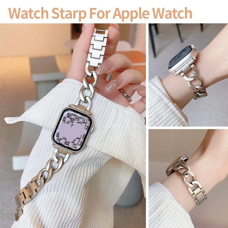 Cowboy Chain Metal Strap for Apple Watch 11 10 9 8 7 6 SE Ultra 2 Stainless Steel Bracelet for Iwatch Band 42mm 44mm 45 46 40 49