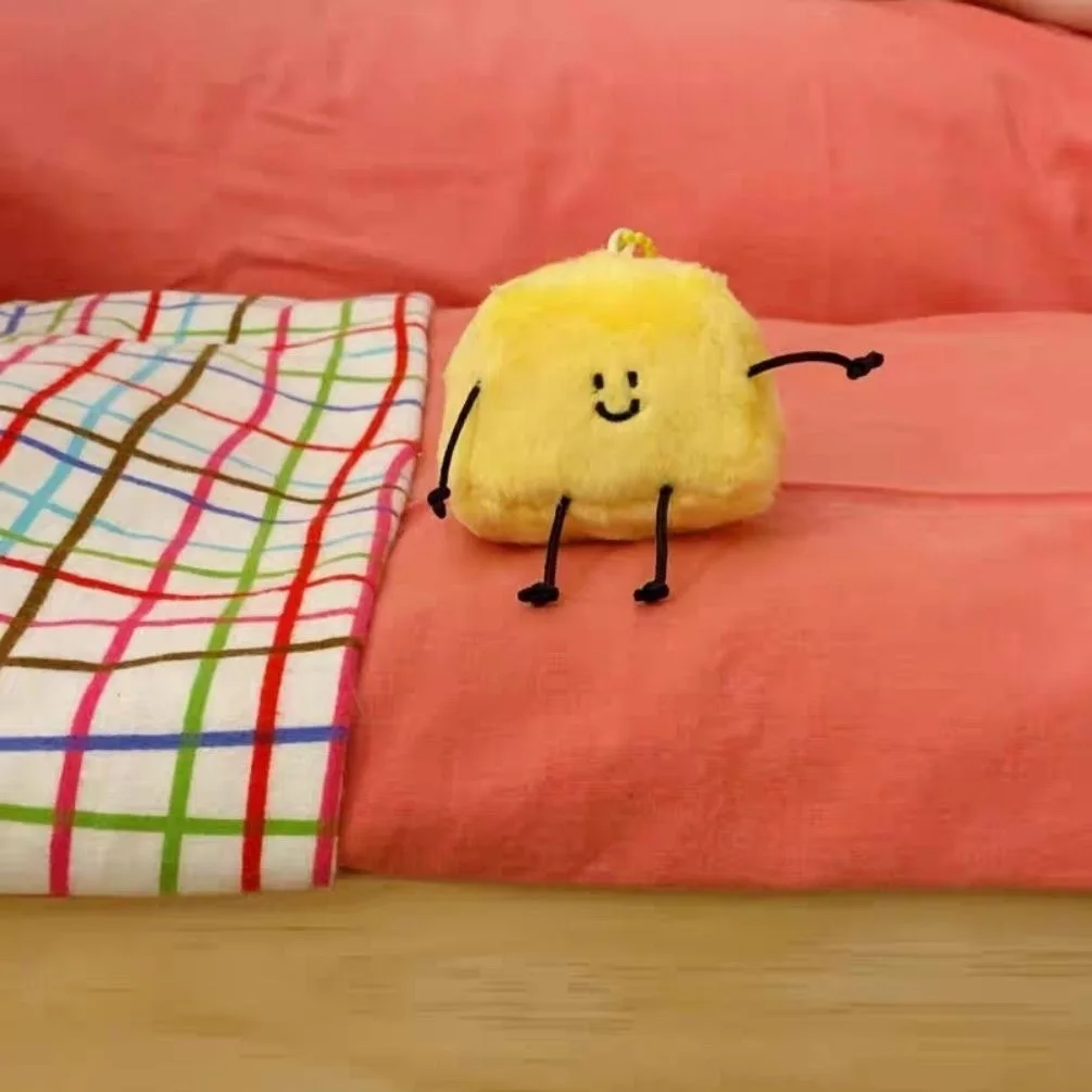 Ciondolo con figurine di burro di cartone animato Borsa in morbida pelle Simpatico portachiavi in peluche Zaino Accessori per bambole Regalo