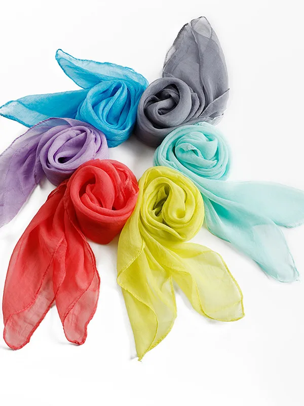 70*70cm Gymnastic Towels Dancing Small Silk Scarves Women Candy Color Square Scarf Scarves Chiffon Neckerchief