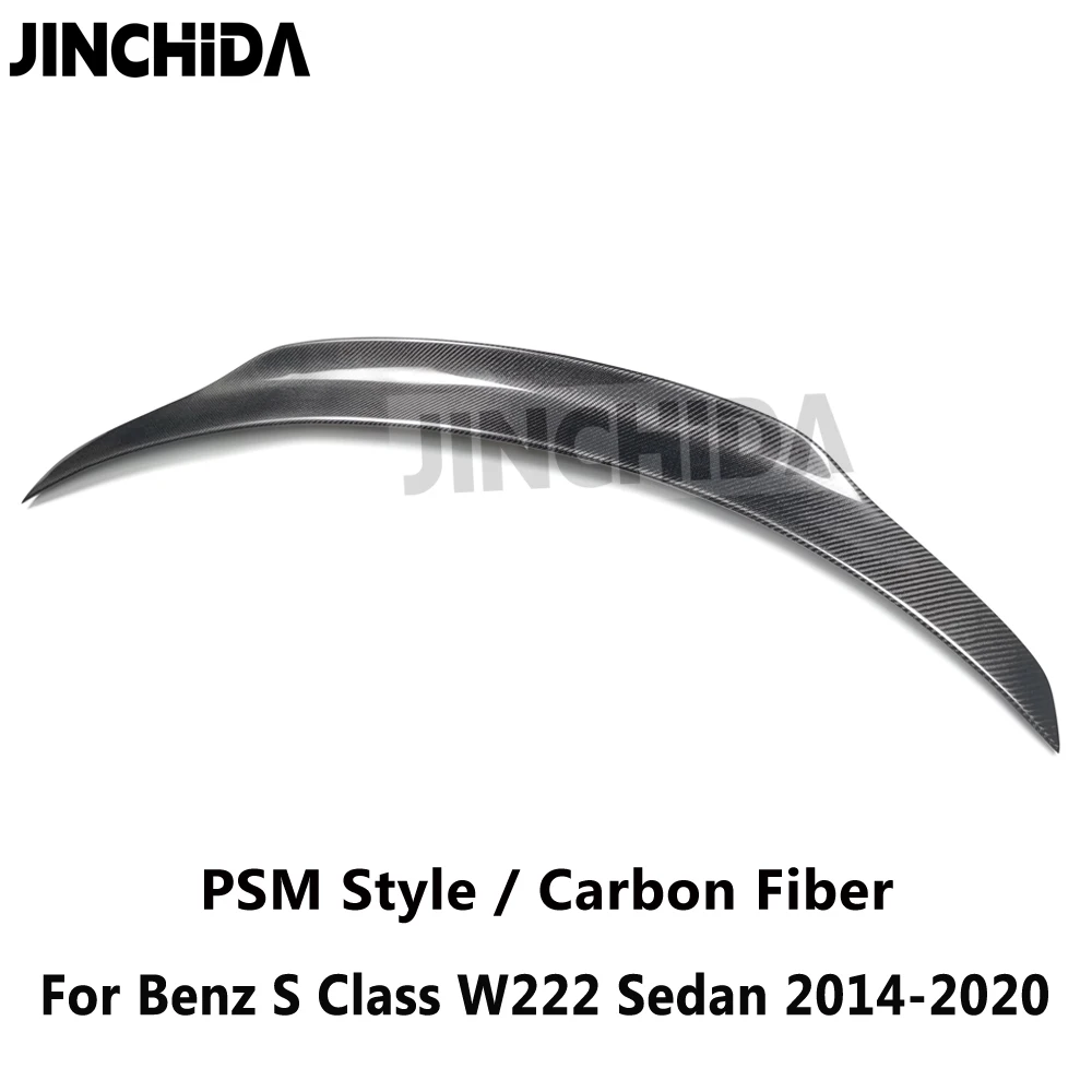 PSM Style Carbon Fiber Spoiler Trunk Boot Lip For Mercedes S Class W222 4-door Sedan 2014 -2020 S350 S400 S450 S500 S600