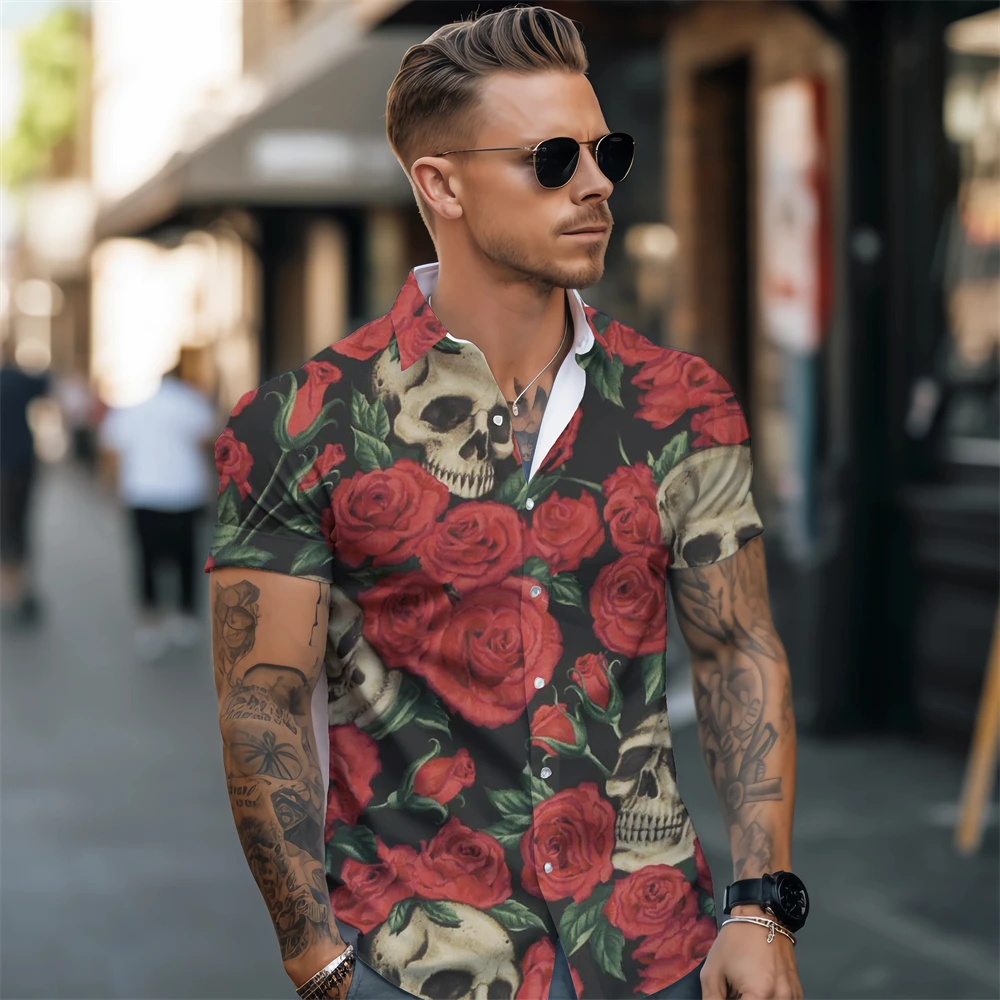 Vacation short-sleeved shirt 2024 new fashion cool printed beach casual Hawaii trendy men\'s cardigan top breathable affordable