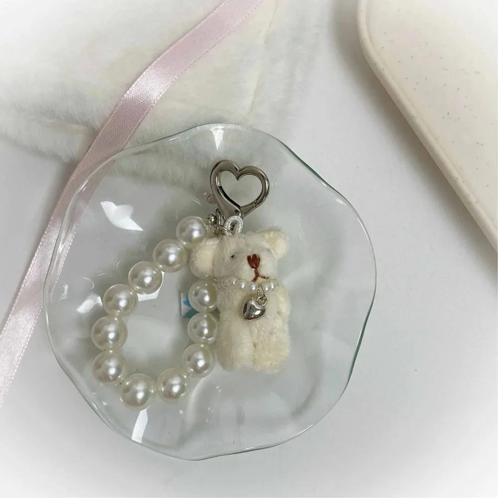 New Imitation Pearl Teddy Bear Mobile Phone Chain Gift Hanging Ornament Pendant Handbag Pendant Keychain Women Girls view 3