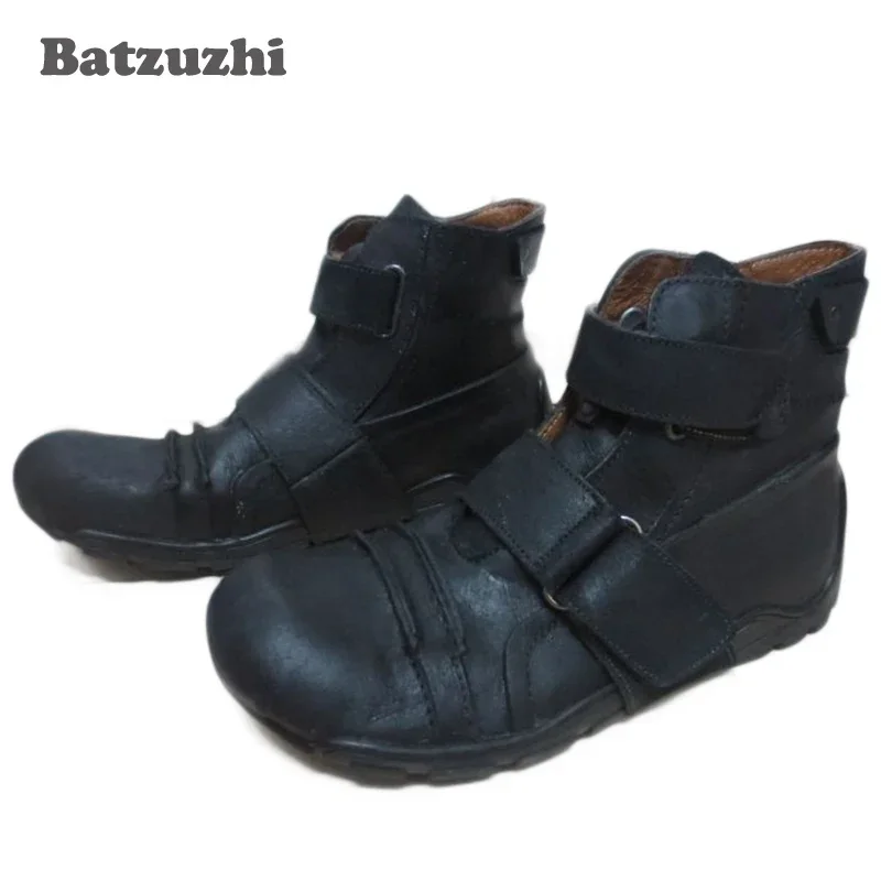 

Batzuzhi Western Cowboy Men Boots Ankle Black Cowhide Genuine Leather Boots Men Designer Men Botas Hombre Boot