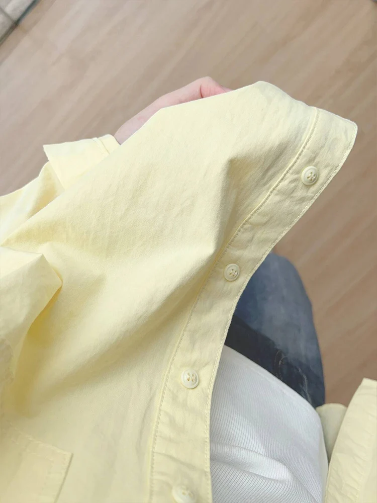 Dopne ing Giallo Puro Cotone da Donna irt Sottile Estate Nuovo Sle Capispalla Design Sensazione Protezione Solare Top