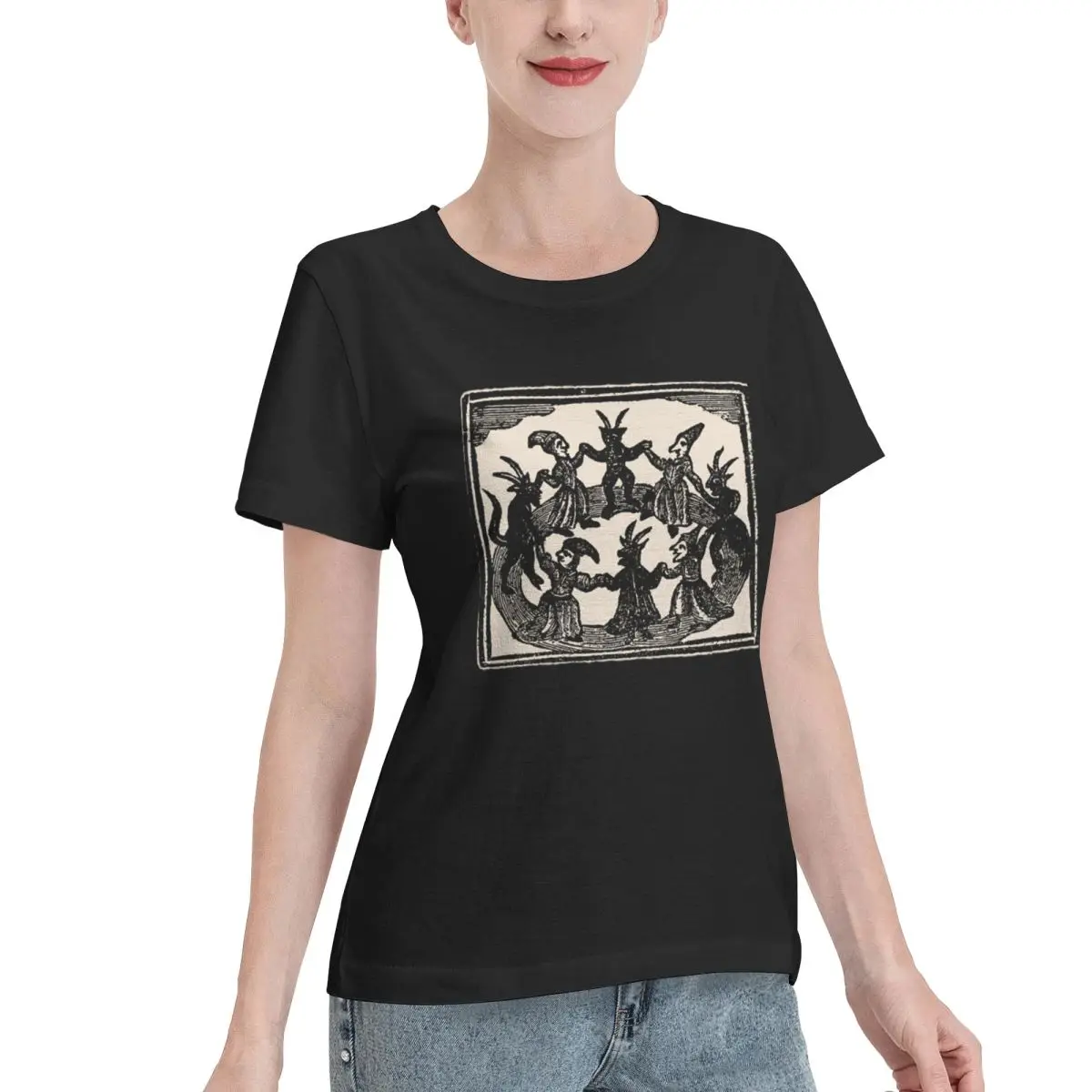 Popular Pick Witches Circle Dance Women's T-shirt Lounge Wear Korean Fashion Top