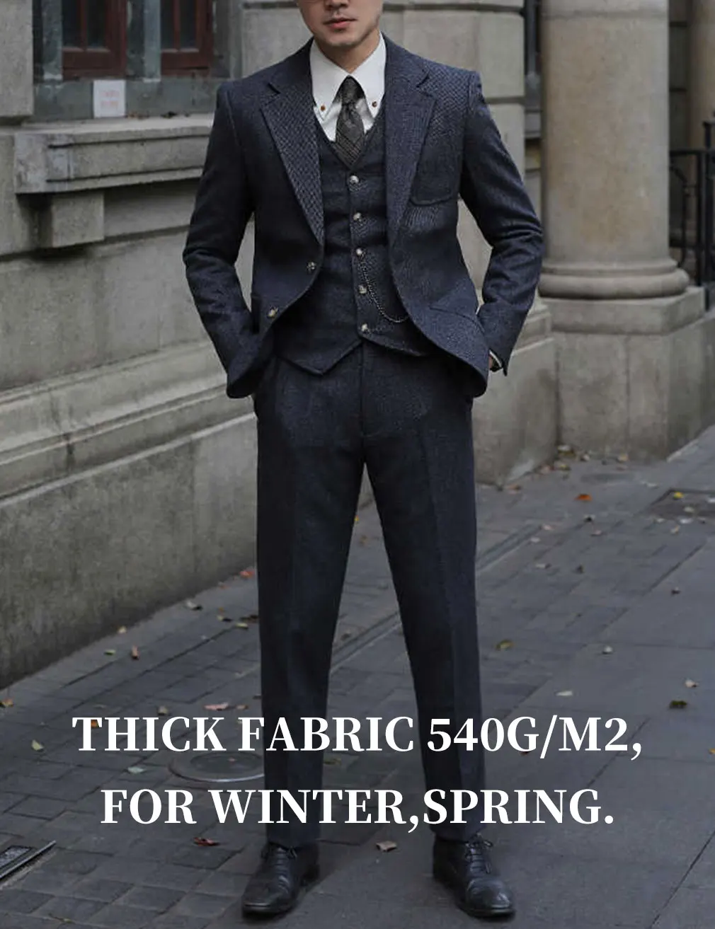 

3-piece Men's Suit Set Twill Single Breasted Suit For Groom Business Casual plus size Tailored Man Suit Jacket Vest Pants Set