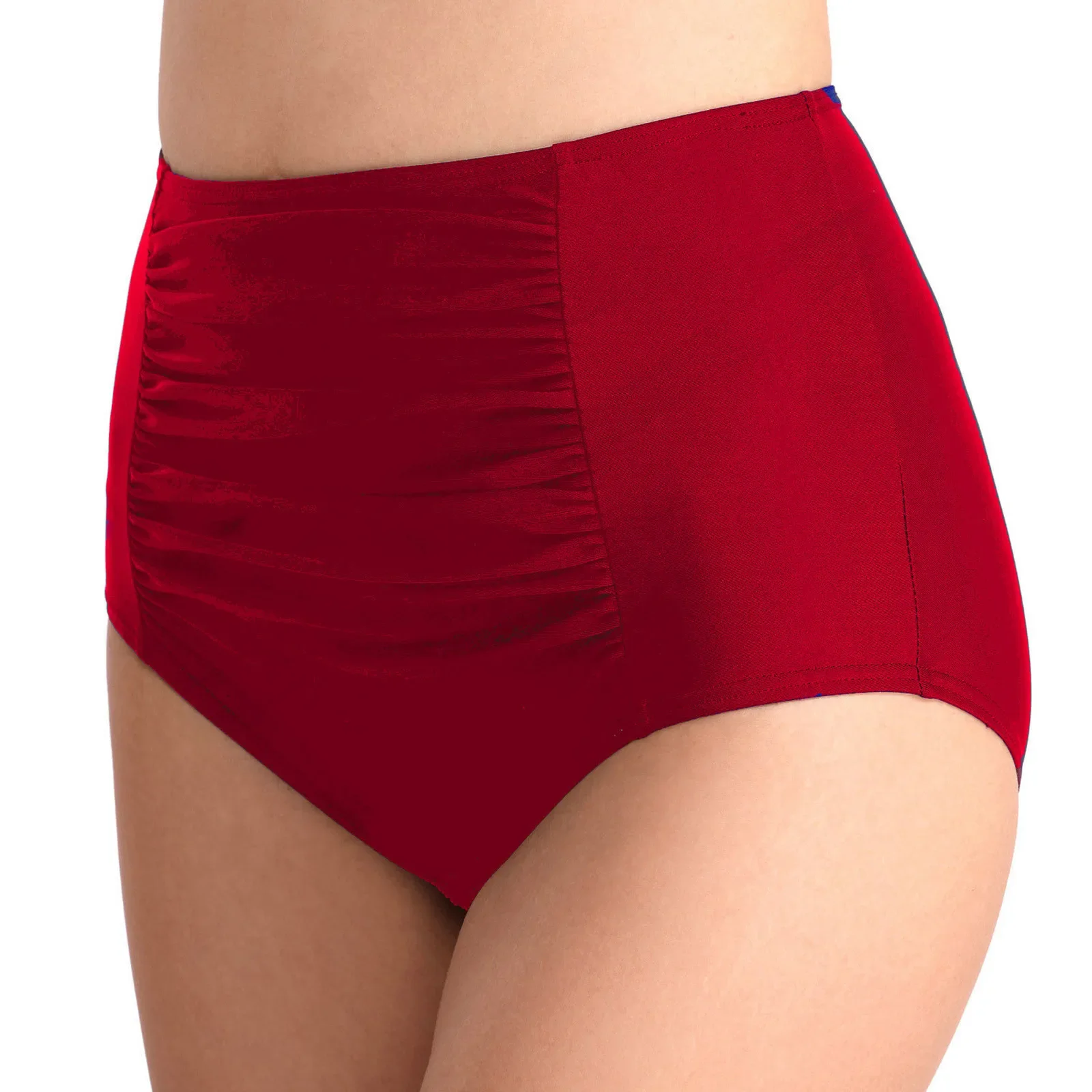Customized Women Vintage Bottom Shorts Ladies Solid Pleated Ruched Brazilian Bathing Shorts for Female