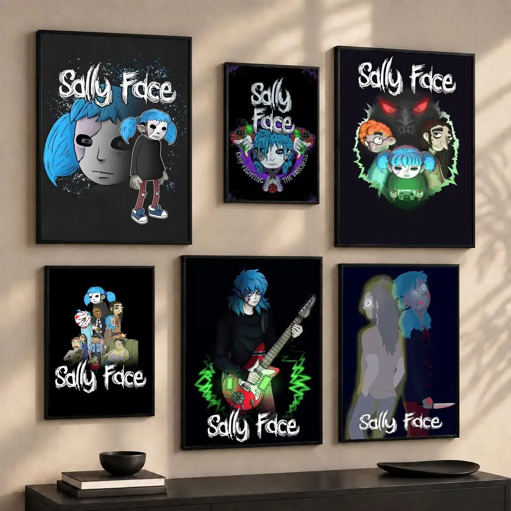 Popular Horror Game S-Sally F-Face Poster Wall Art Print Sticker for Bedroom Living Room Dorm Office Modern Home Decor Gift