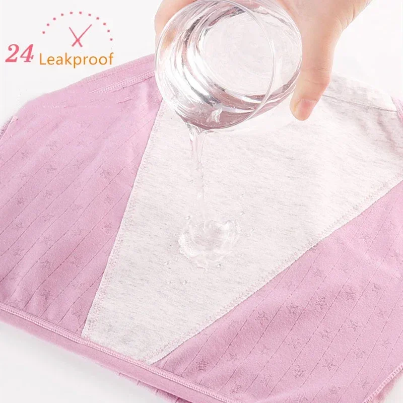 XL-6XL Briefs Menstrual Underpants Plus Size Cotton Panties for Menstruation High Waist Leak Proof Physiological Period Pants