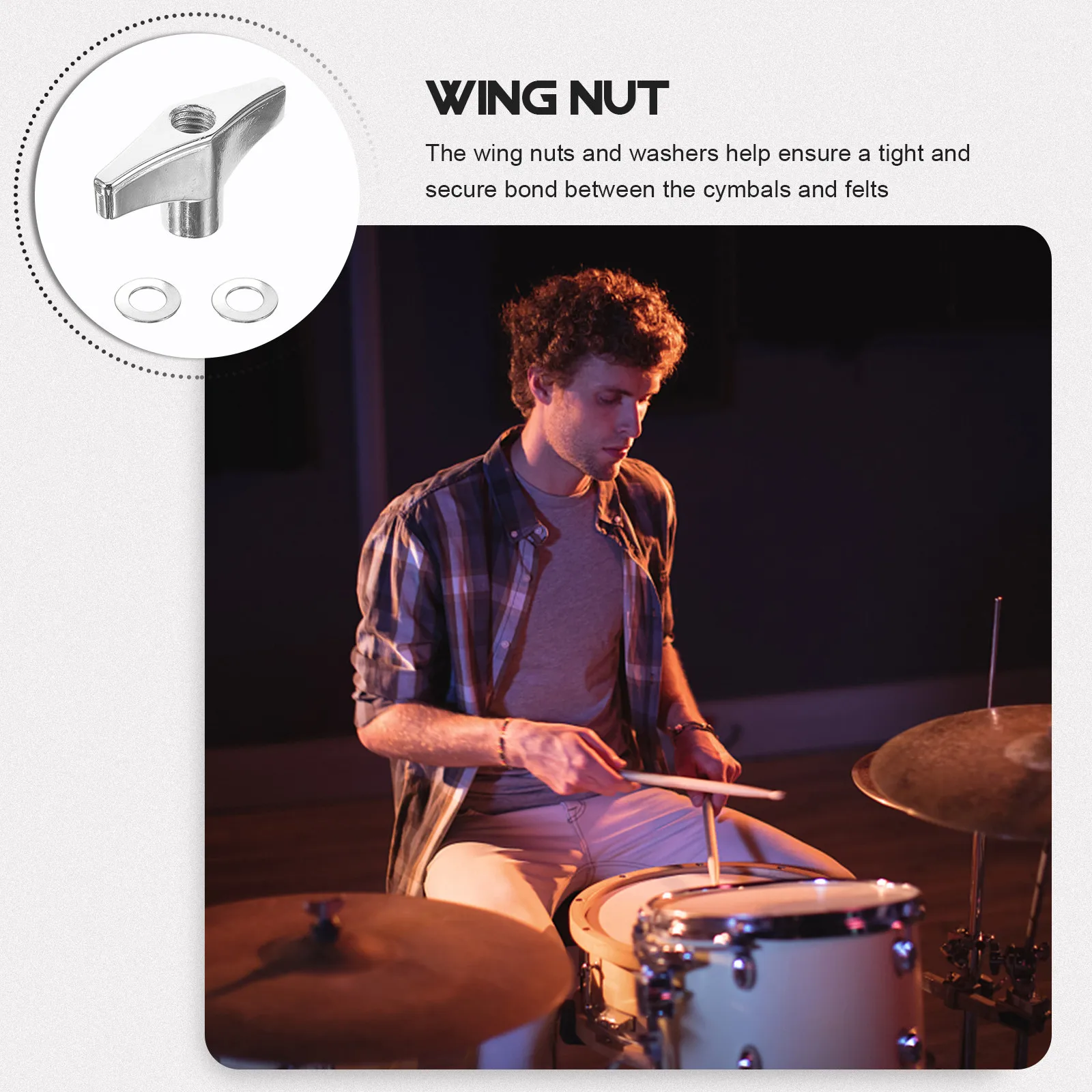 1Set Drum Rack Accessory Wing Nut Metal Hand Tighten Fastener Butterfly Screw Replacement Hardware Parts for Cymbals
