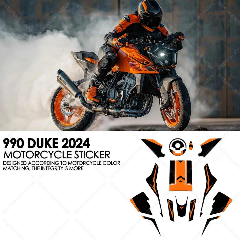 For 990 Duke 990Duke 2024 Motorcycle Accessories Motorcycle Tank Pad Sticker Kit Protector 3D Resin Sticker