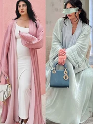 Ramadan 2024 Luxe Glanzend Satijn Open Kimono Abaya Dubai Batwing Mouw Abayas Voor Vrouwen Moslim Jurk Islamitische Kleding Kaftan