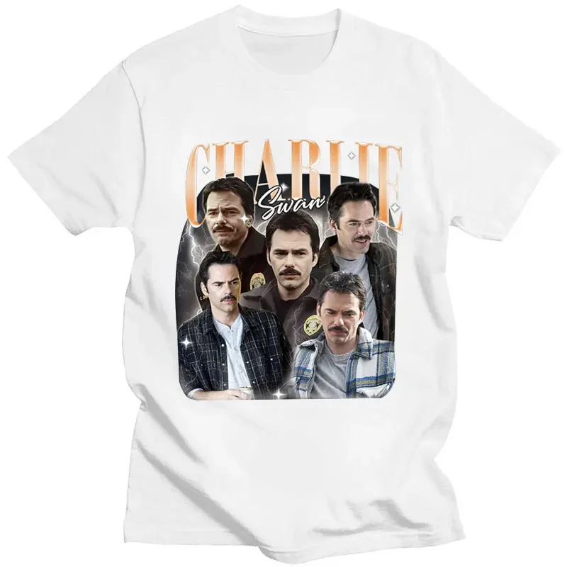 Vintage Charlie Swan Graphic T-shirt Billy Burke Men's Short Sleeve Loose Cotton Tee Shirt Casual Fashion Streetwear Unisex