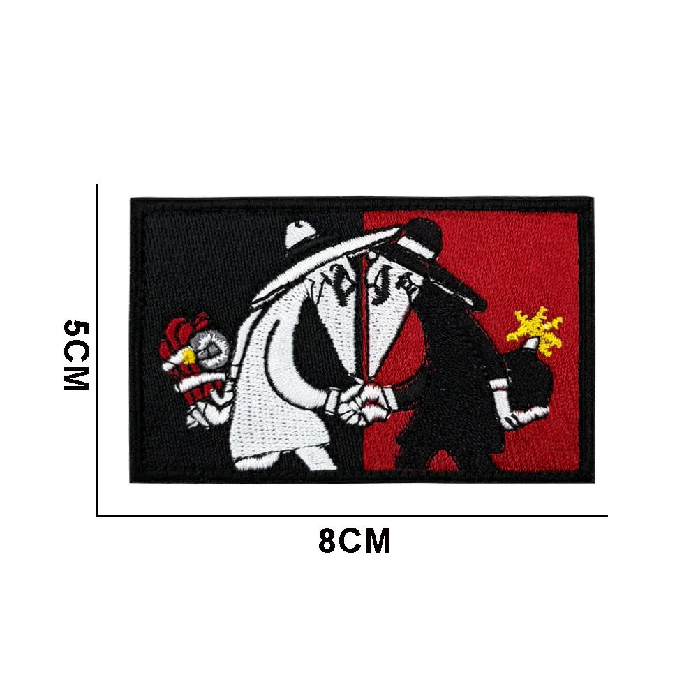 

Retro Style Black White Spy Cartoon Embroidered Patch, Hook And Loop Fasteners Morale Badge for Jacket Backpack