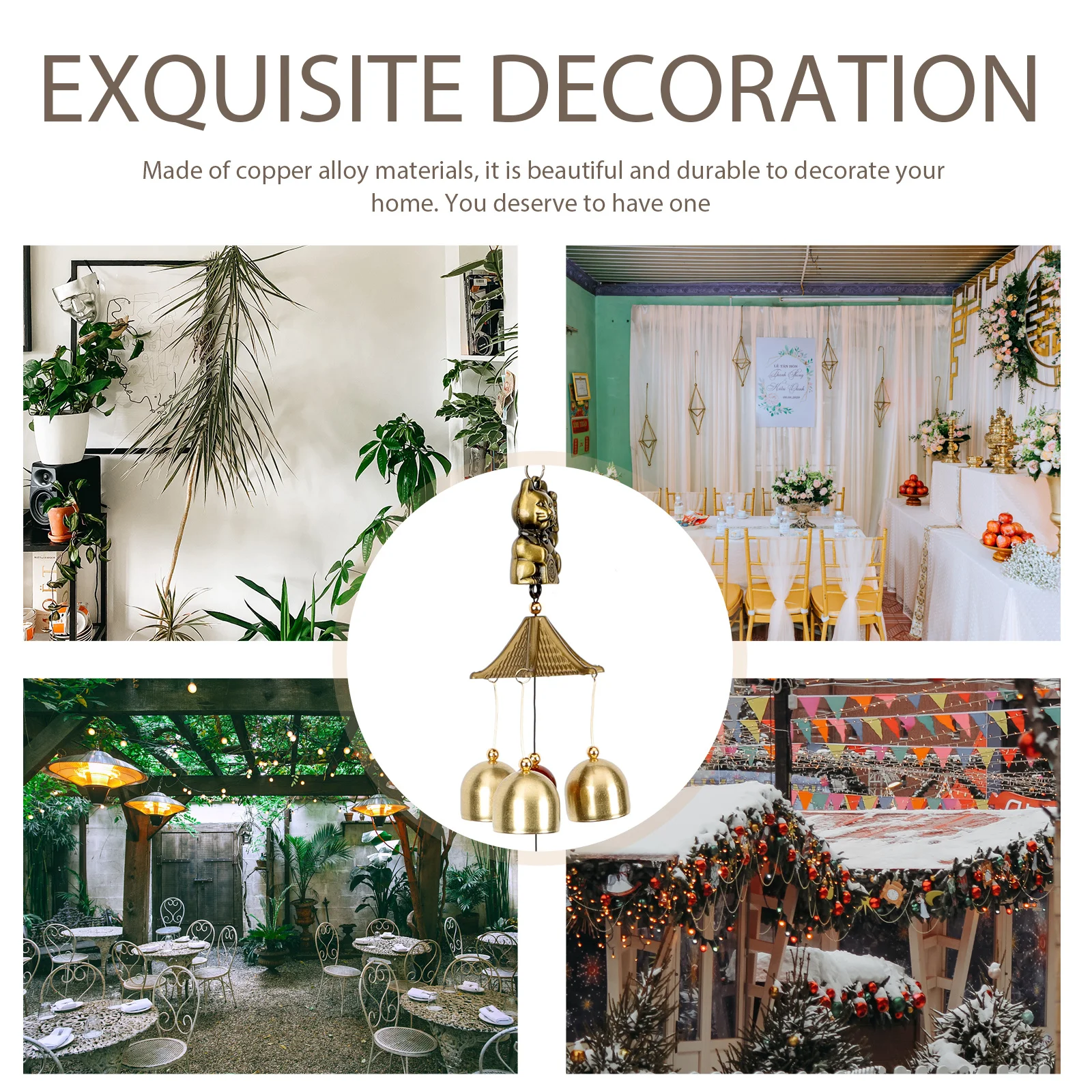 

Fine Crafted Cat Design Copper Wind Chime for Garden Patio Door Hanging Outdoor Indoor Decorative Metal Wind Bell Charm