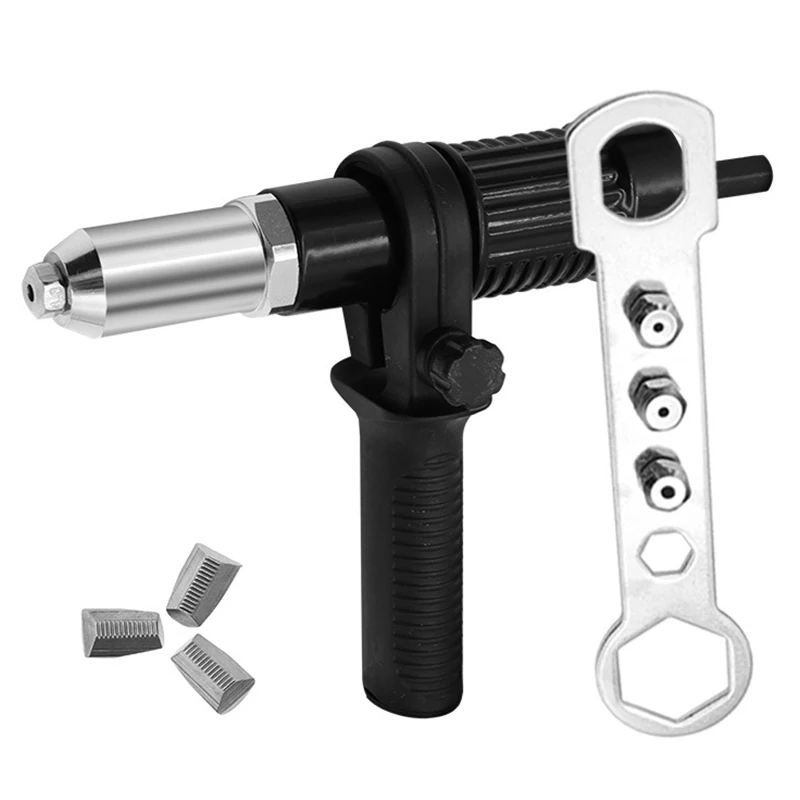 1 Set Black Electric Riveting Gun Adapter 2.4mm-4.8mm Rivet Nut Gun Drill Bit Nozzle Insert Nut Tool Power Tool Accessories