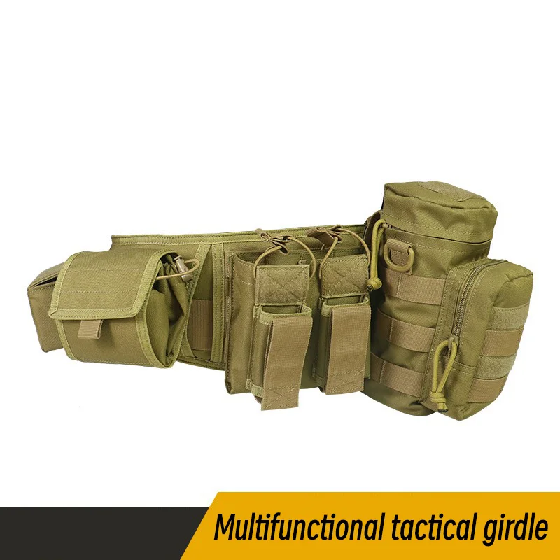 Juego de 5 piezas de caza, riñonera acolchada MOLLE ajustable, cinturón de Servicio de Patrulla, utilidad táctica de combate con funda