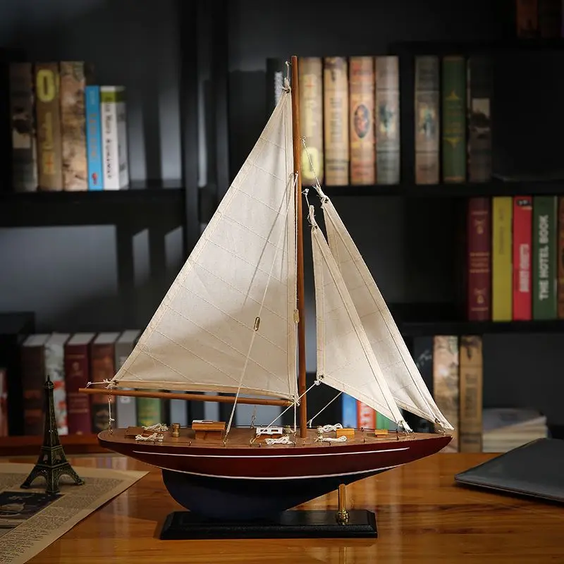 Wooden Sailboat Decoration, Modern Simplicity, Living Room, Household, High-grade Handmade Model, Wood Crafts, Pirate Ship Decor