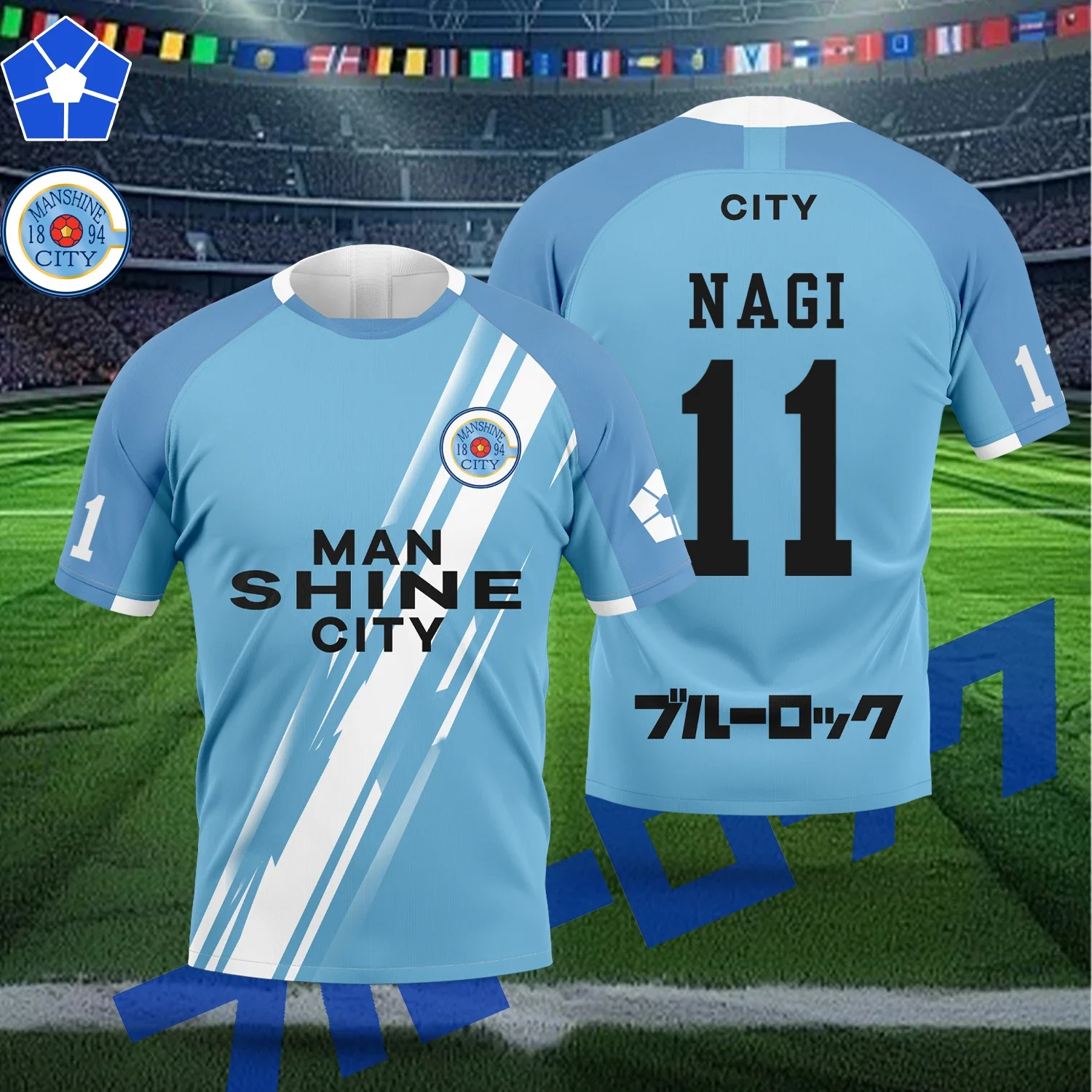 Custom Blue Lock Manshine City Cartoon Anime Jersey Summer Short Sleeve Children Tee Tops 2025 Women T-shirt