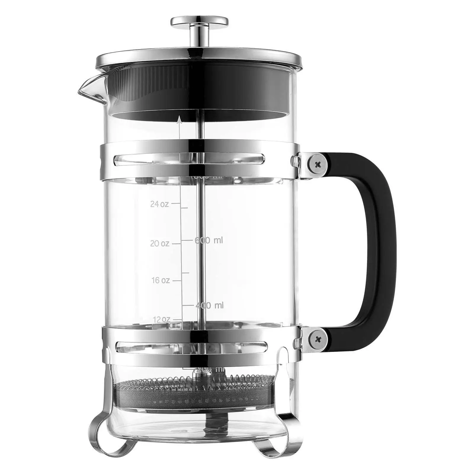 

34oz 1L Professional-Grade French Press with Robust Build and High-Density Mesh Filter, Silver