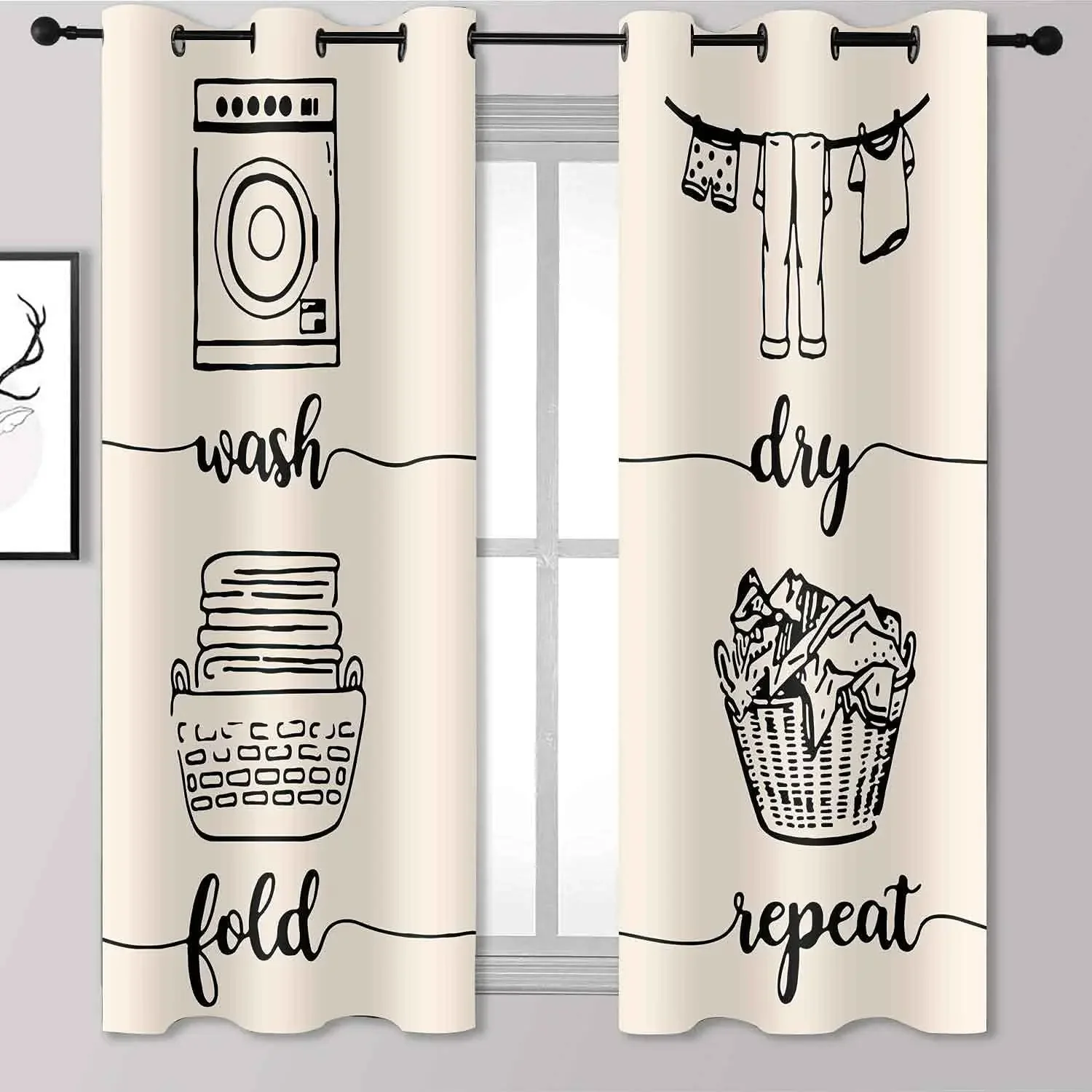 Simple Drawn Laundry Room Curtain for Living Room Kitchen Customize Size Ready Made Curtain Modern Window Treatments Cortains