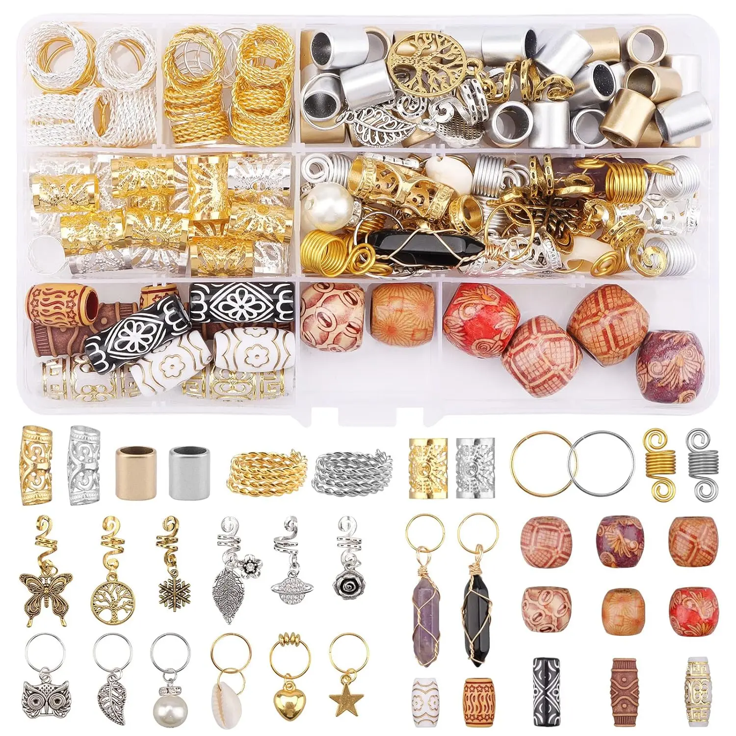 

Ebanku 184Pcs Dreadlocks Hair Jewelry Braids,Various Braids Jewelry Pendants Dreadlock Beads,Women's Dreadlocks Hair Clips Crystal