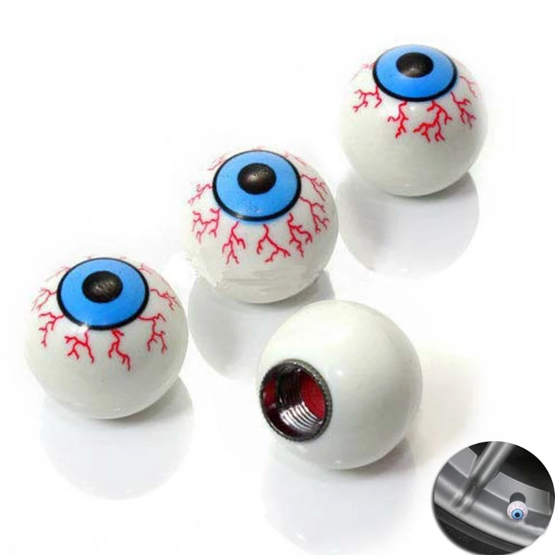 77HC 4 Pcs for Creative Eyeball Pattern Air Dust for Valve Caps Bike Tire Caps Leak Proof Protector for Motorcycle