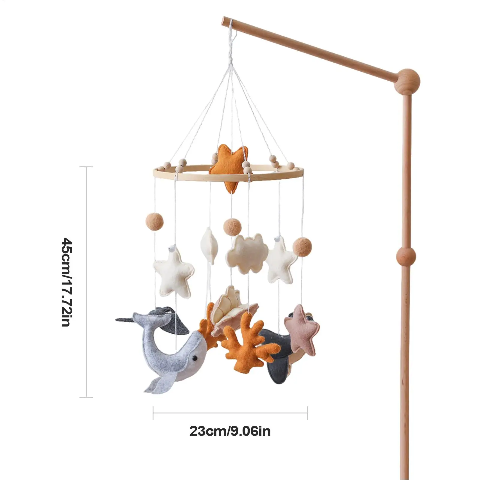 Móvil de bebé para cuna, juguetes móviles de dibujos animados de fieltro para bebé, decoración de animales marinos colgable para Moisés, cama de guardería, campana para niños y niñas