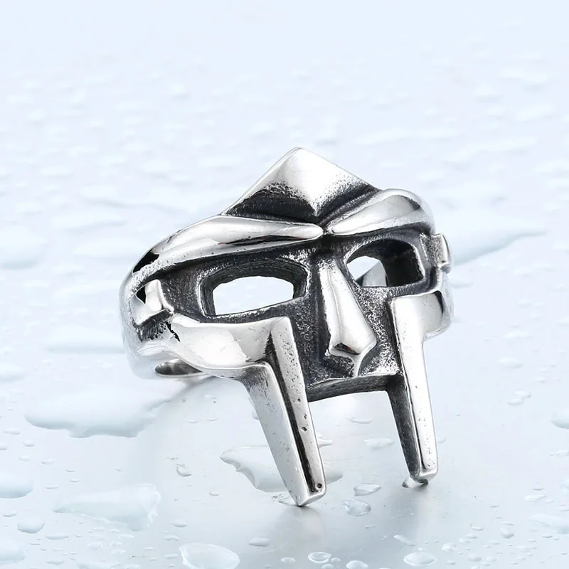 Goth Hip Hop MF DOOM Mask Rings For Men Gladiator Punk Style Egyptian Pharaoh Male Ring Classic Retro Jewelry Party Accessories