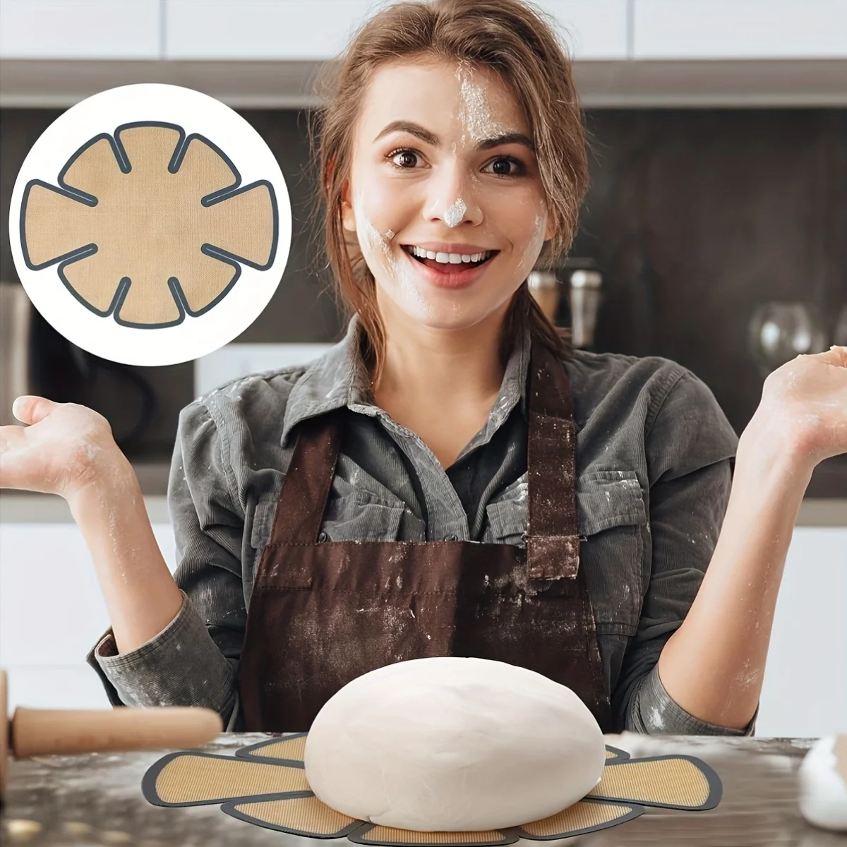 1pc Reusable Food Grade Silicone Bread Mat Nonstick Dough Pad Anti Slip Baking Tool Easy Clean For Bread Mold