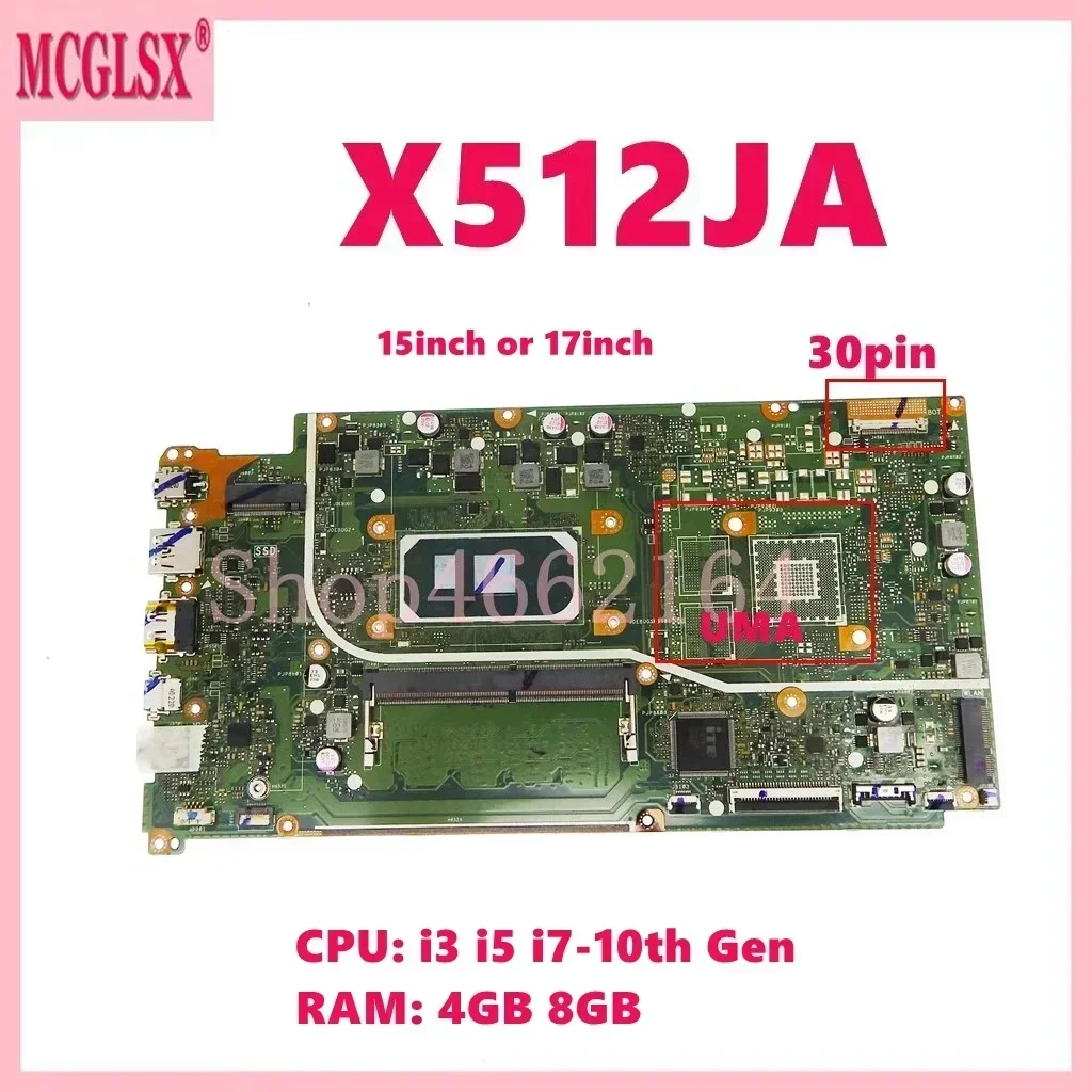 

X512JA i3 i5 i7-10th Gen CPU 4GB/8GB-RAM Mainboard X712JA X712J X512JP X512JF S512J A512J K512J F512J V5000J Laptop Motherboard