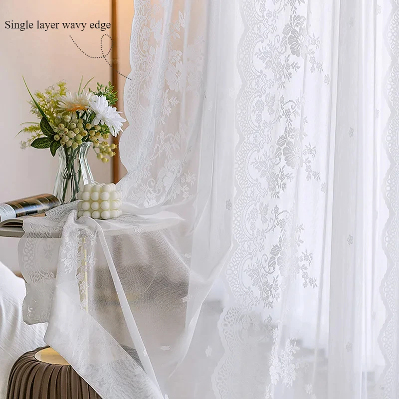 French Exquisite Yarn Finely Woven and Thickened Lace Tulle Single-sided Princess Style for Living Bedroom Room Window Screen