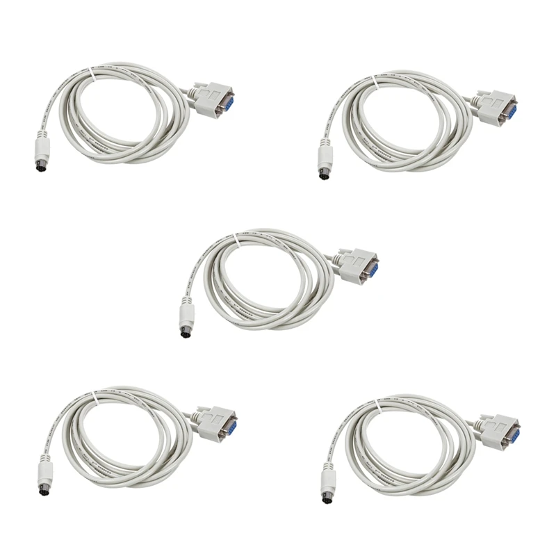 5X DB9P To 8P Mini Din RS232 Download Cable White 8.2 Ft For PLC DVP-EH