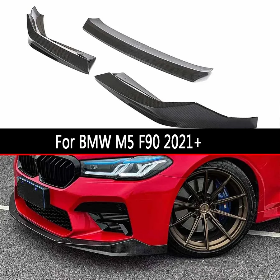 For BMW M5 F90 2021+ Carbon Fiber Front lip Car Front Bumper Diverter Spoiler Diffuser Front lip chin MP Style Upgrade body kit