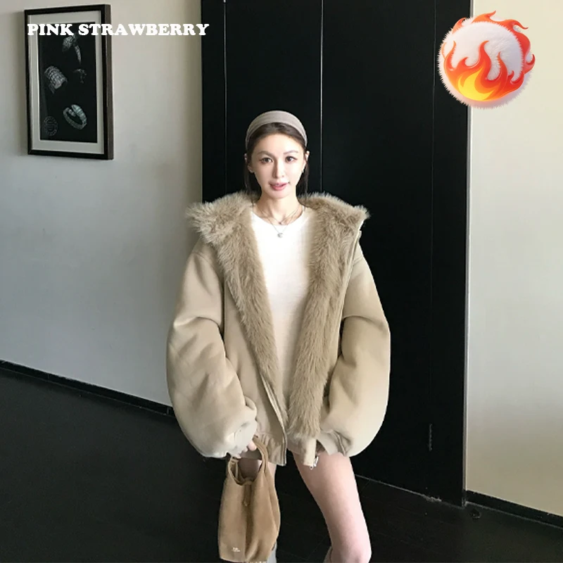 المرأة أفخم هوديي ملابس على الوجهين Thiened الجلد المدبوغ القطن Jaet مع غطاء محرك السيارة شتاء جديد Sle الدافئة ort القطن معطف الجبل النسر #6