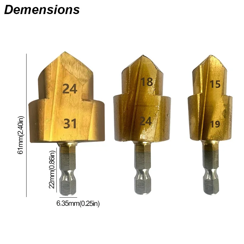 Lifti Drill Bit Step Socket For Water PVC Pipe Expander Connector Repair Plumb Fit Reamer Ream Hole Elbow Tee Plumber Tool