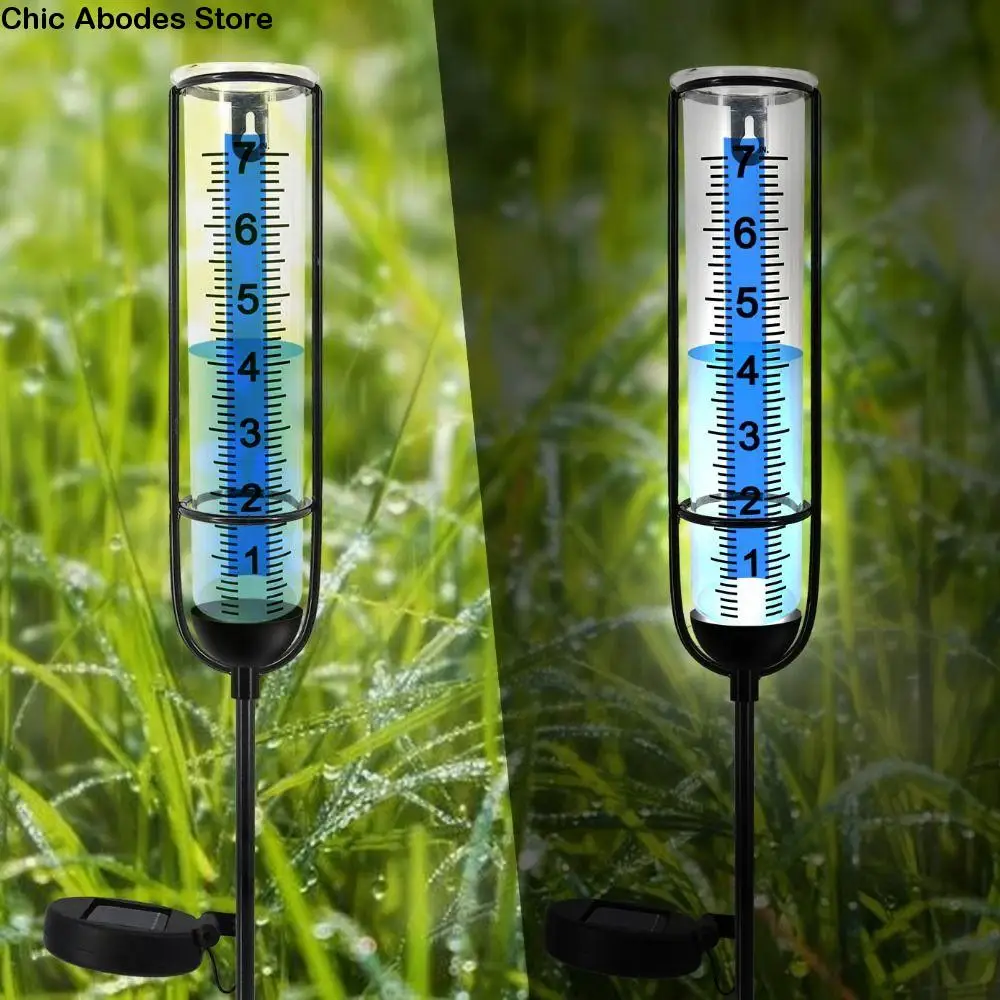 

Solar Rain Measure Gauge Large Clear Numbers Freeze-Proof Rain Meter Adjustable Height Plastic Outdoor Rain Gauge Lawn And Farm