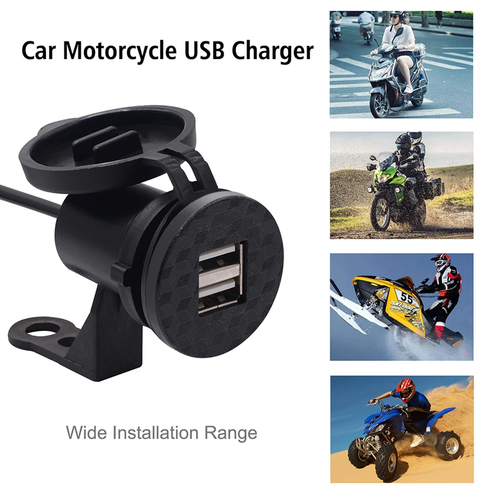 

Motorcycle USB Panel with Waterproof Design for Phones Tablets GPS Universal MountingBracket Motorbike ATV Charging Port