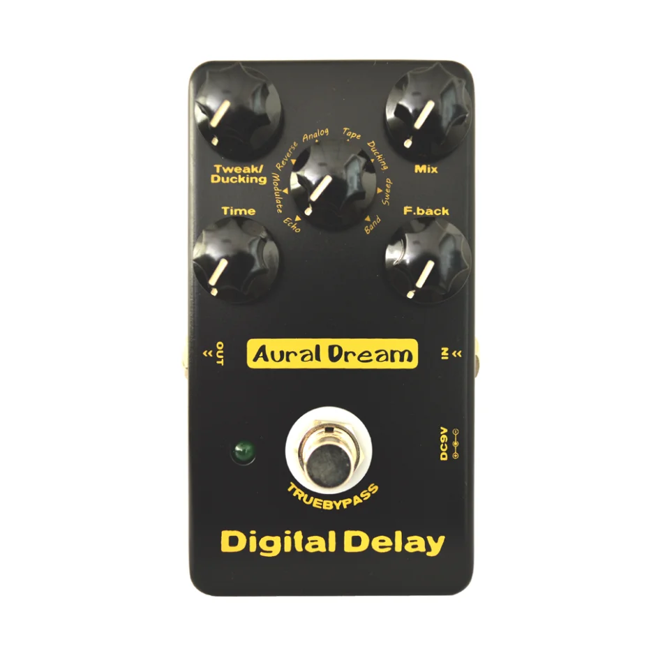 Педаль для гитары Aural Dream Digital Delay имеет 8-типы эффектов, включая эхо, ленту, аналог, модель, подметания, канализации и задержку реверберации группы.