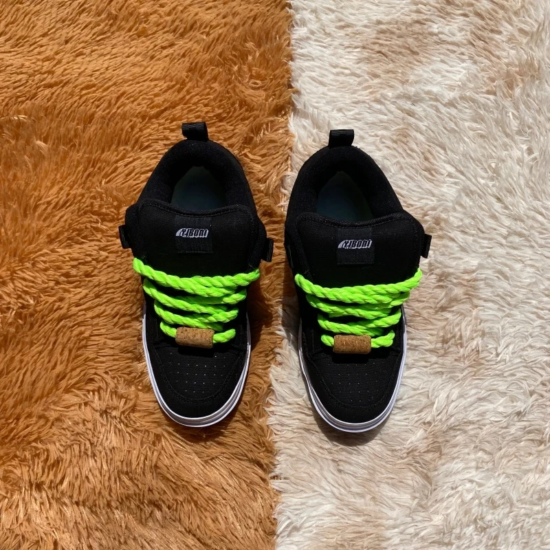 2026-trendy-cool-black-and-green-bread-shoes-for-men-thick-fluorescent-green-lace-skateboarding-shoes-large-sizes-36-48