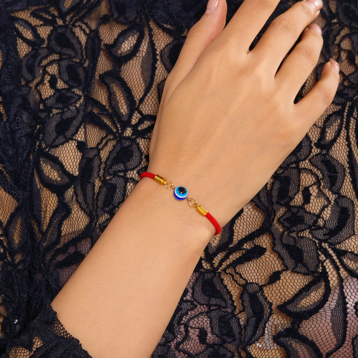 Einfaches türkisches blaues Evil Eye 7-Knoten-geflochtenes Armband für Damen und Herren, glückliches rotes Seil, handgefertigtes Armband, Ästhetik, Party-Schmuck – Detail 6