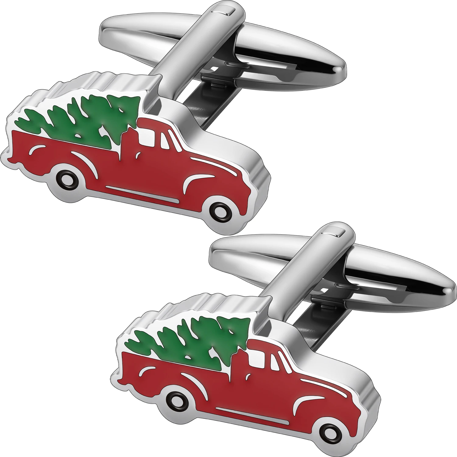 

Запонки Hawson Christmas Red Truck, мужские праздничные новые запонки в виде рождественской елки для праздничной вечеринки, официальные рубашки, аксессуары